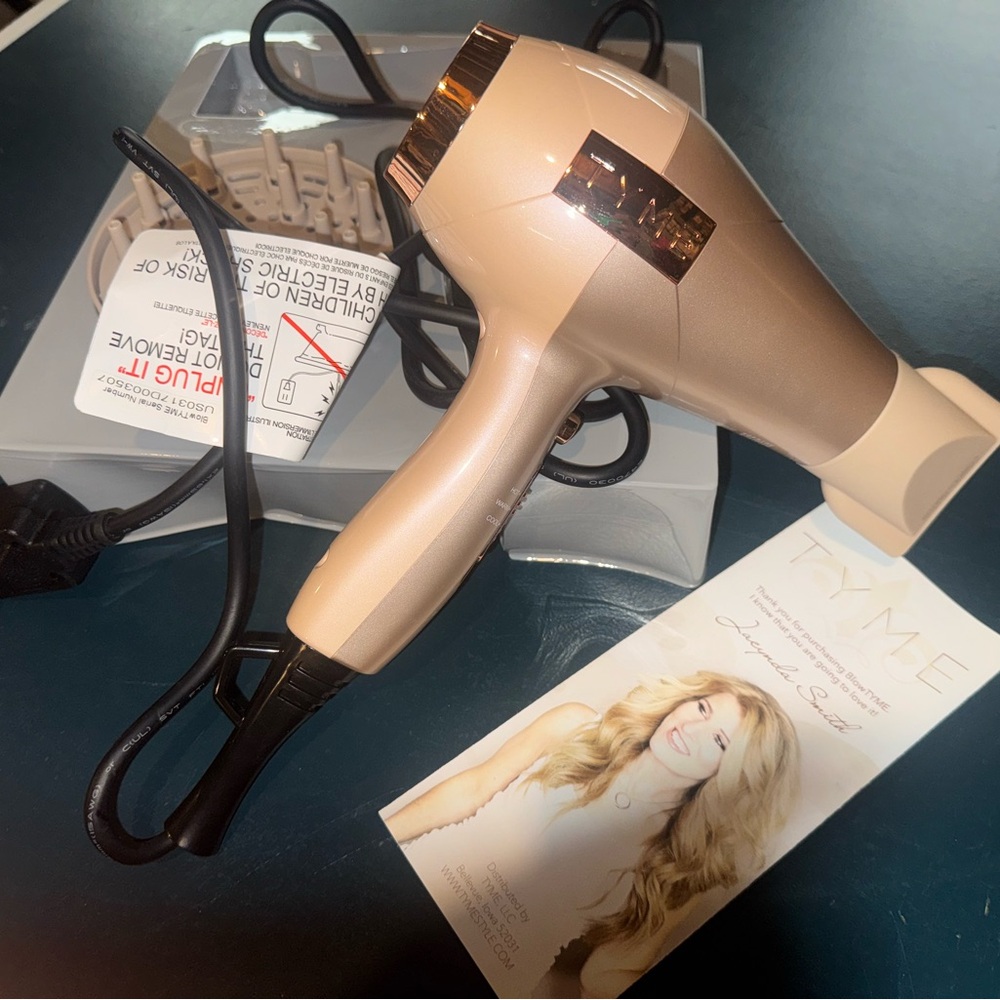 TYME Blowtyme Ionic and Ceramic Pro Lightweight Blow Dryer, With Attachments